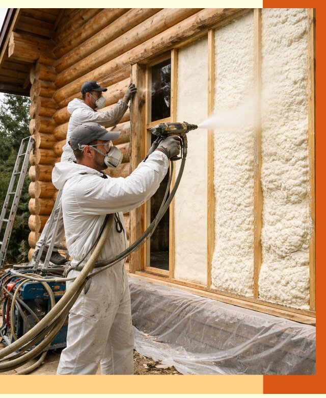 Утепление деревянного дома ППУ в Соликамске от 4328 руб/м2 | ТепломастерСлк — под ключ