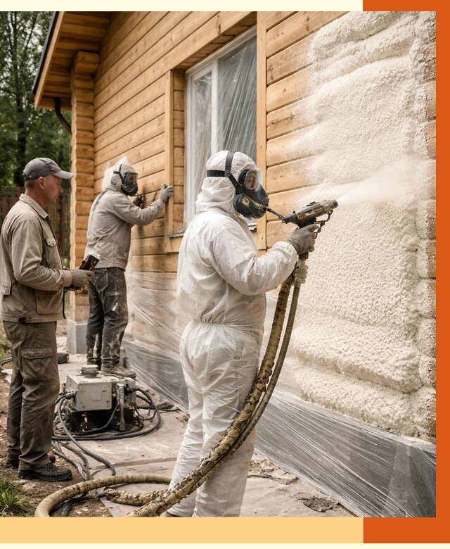 Утепление дома из бруса ППУ в Соликамске от 3967 руб/м2 под ключ | ТепломастерСлк