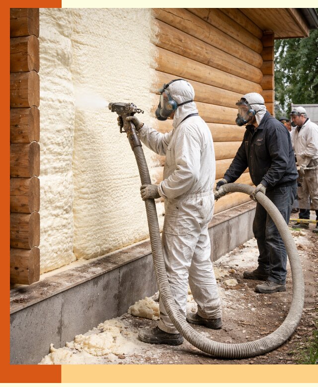 Утепление дома из бруса пенополиуретаном в Соликамске