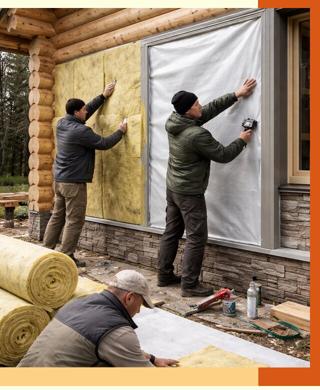 Утепление бревенчатого дома в Соликамске от 7883 руб/м2 — заказать под ключ | ТепломастерСлк