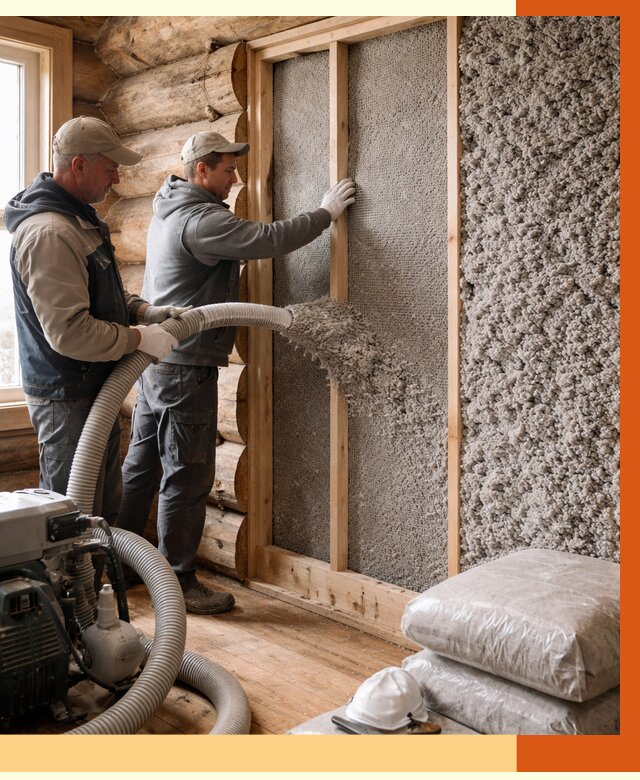 Утепление бревенчатого дома эковатой в Соликамске от 2834 руб. | ТепломастерСлк