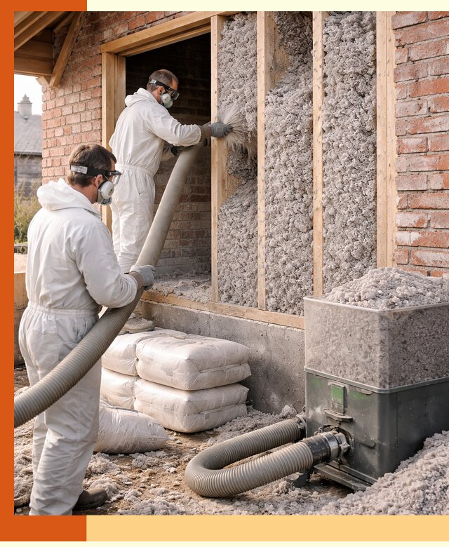 Утепление кирпичного дома эковатой в Соликамске