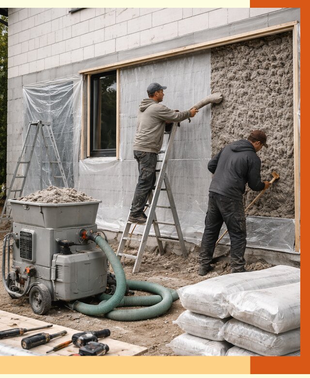 Утепление дома из газобетона эковатой в Соликамске от 4637 руб./м2 | ТепломастерСлк