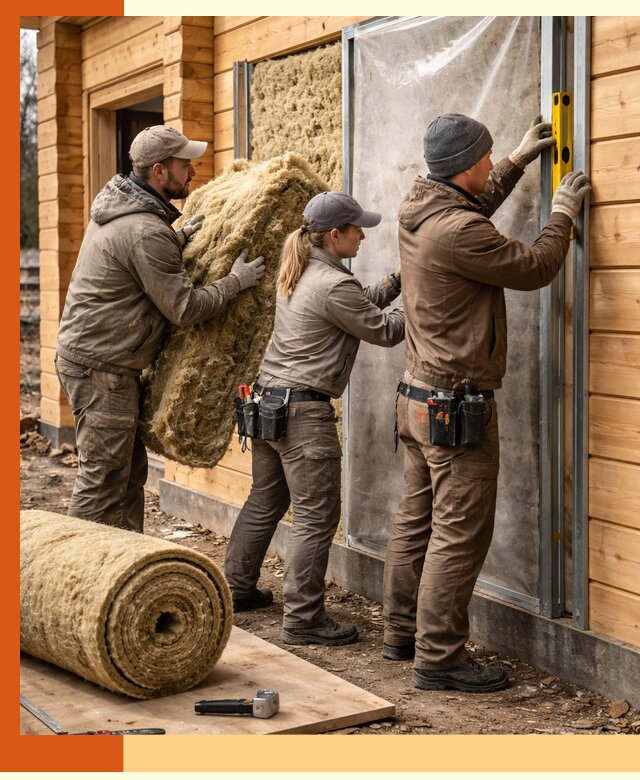 Утепление дома из двойного бруса в Соликамске качественно и надёжно