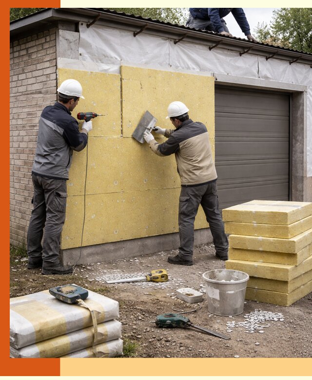 Утепление гаража снаружи в Соликамске качественно и надёжно