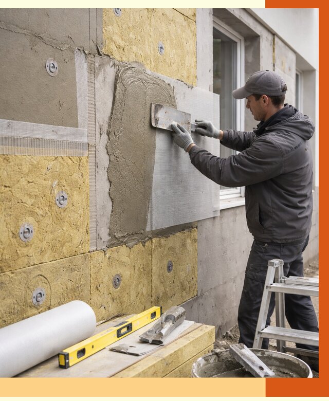 Утепление фасада под штукатурку в Соликамске от 4328 руб/м2 — монтаж пенопластом и минватой | ТепломастерСлк