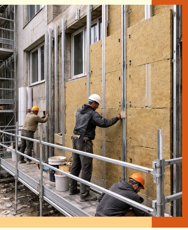 Утепление вентилируемого фасада в Соликамске от 5771 руб/м2 — монтаж и утепление вентфасад | ТепломастерСлк