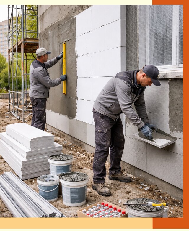 Утепление фасада и стен снаружи в Соликамске от 4328 руб. | ТепломастерСлк