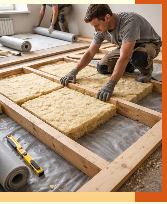 Утепление деревянного пола в Соликамске от 1546 руб./м2 под ключ | ТепломастерСлк