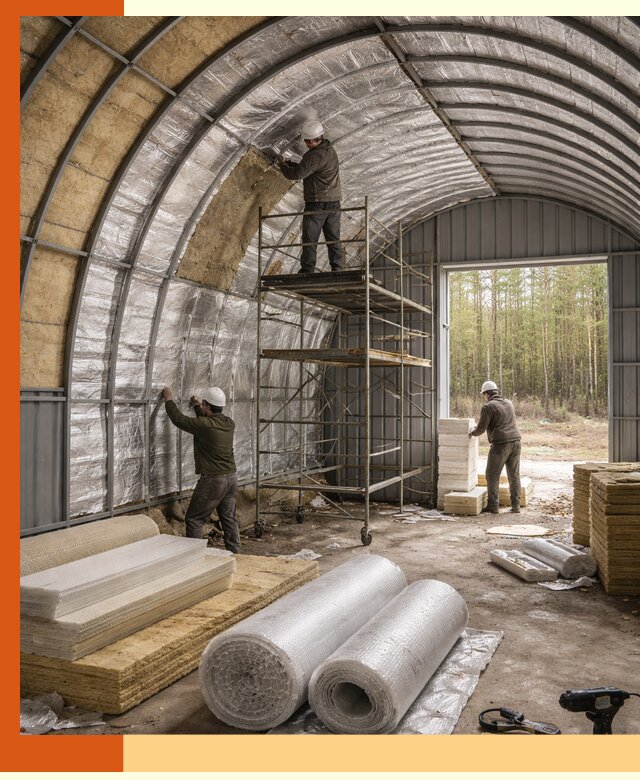 Утепление арочного ангара под ключ в Соликамске