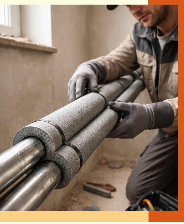 Утепление труб отопления в Соликамске от 2937 руб. за м² — услуги под ключ | ТепломастерСлк