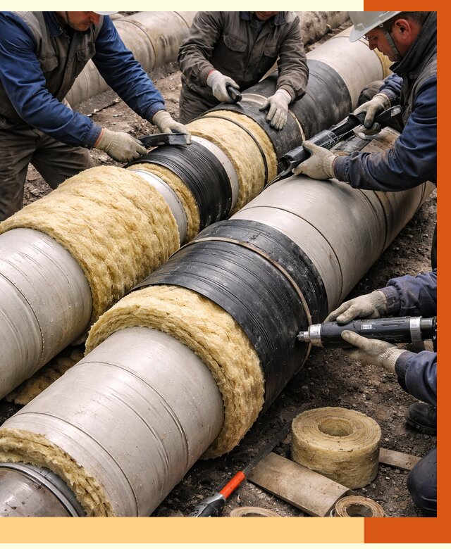 Утепление трубопровода в Соликамске под ключ от 1906 руб. — надежно и выгодно | ТепломастерСлк