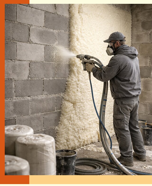 Утепление блочной стены ППУ в Соликамске качественно и надёжно