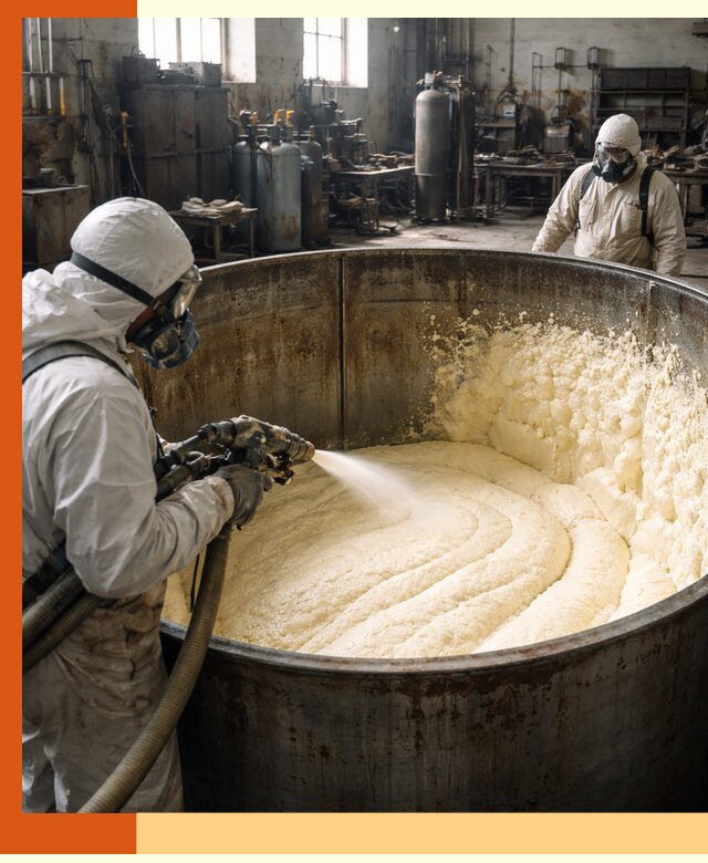 Заливка ппу в емкости с полной изоляцией и герметизацией в Соликамске