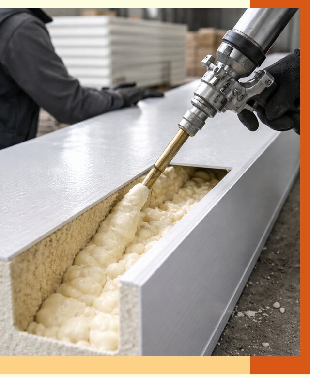 Заполнение пустот холодильных панелей в Соликамске от 7729 руб. | ТепломастерСлк