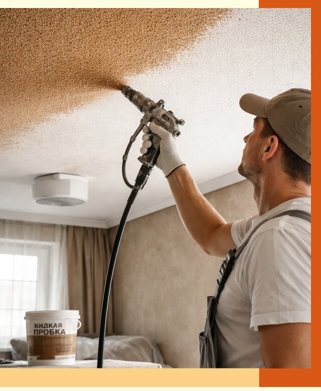 Утепление потолка жидкой пробкой в Соликамске от 3607 руб. | ТепломастерСлк