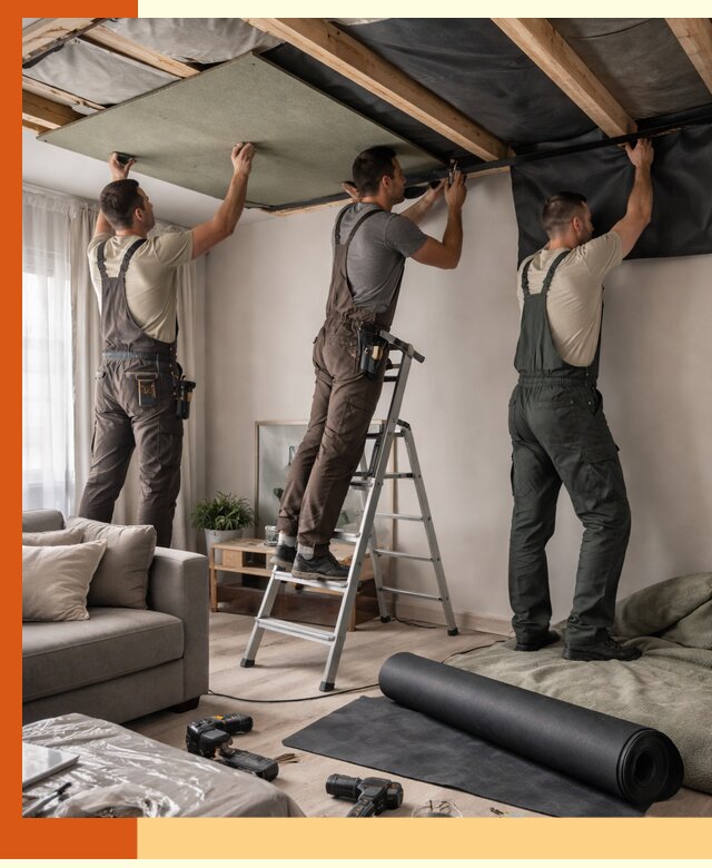 Шумоизоляция потолка в Соликамске — профессиональное устранение шумов