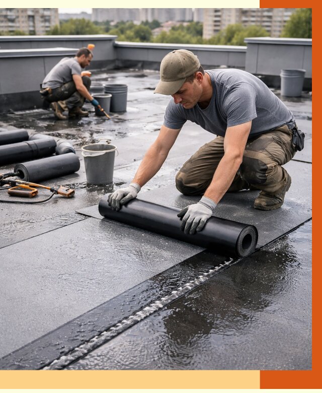 Гидроизоляция плоской кровли в Соликамске от 4637 руб./м2 — профессионально | ТепломастерСлк