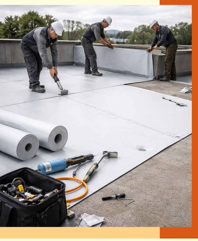 Гидроизоляция мембранной кровли в Соликамске от 7729 руб./м² — профессионально | ТепломастерСлк