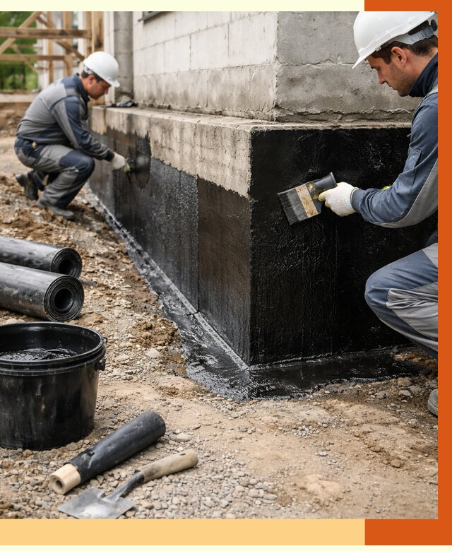 Гидроизоляция фундамента в Соликамске от 1288 руб. — профессионально, под ключ | ТепломастерСлк