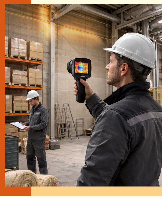 Тепловизионное обследование склада и выявление утечек в Соликамске