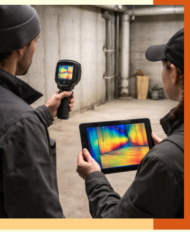 Тепловизионное обследование подвала в Соликамске от 4637 руб. — проверка гидроизоляции | ТепломастерСлк