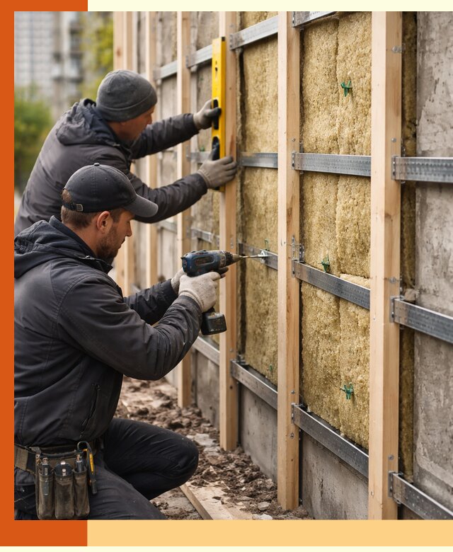Монтаж обрешетки под утепление зданий и квартир в Соликамске